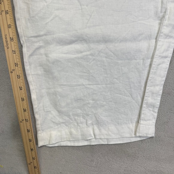 Athleta Pants Women's 24 Cabo Linen Wide Leg White Drawstring Casual Summer Zip - Picture 10 of 14